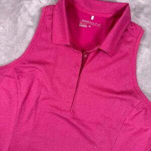 Nike Golf Dri-FIT Sleeveless Polo Shirt Womens Pink Heathered Large